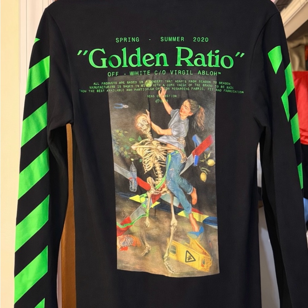 Off-White Black and Green Graphic Long Sleeve